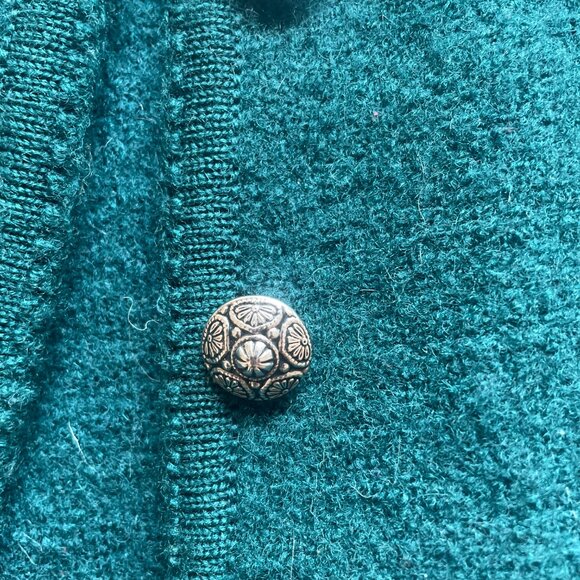 Vintage 100% wool forest green button-up cardigan - Picture 4 of 5